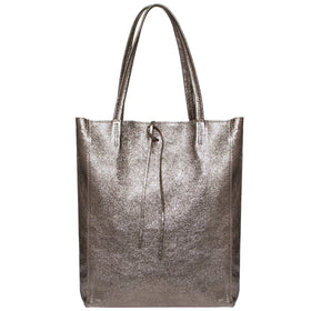 Italian Genuine Metallic Suede Tote Bag | Pisa