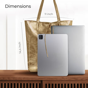 Italian Genuine Metallic Suede Tote Bag | Pisa