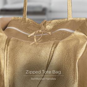 Italian Genuine Metallic Suede Tote Bag | Pisa