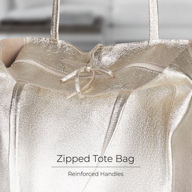 Italian Genuine Metallic Suede Tote Bag | Pisa