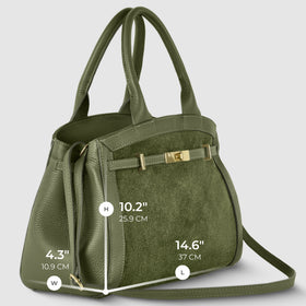 Italian Genuine Suede & Full-Grain Leather Top-Handle Bag | Forlì