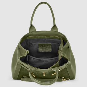 Italian Genuine Suede & Full-Grain Leather Top-Handle Bag | Forlì