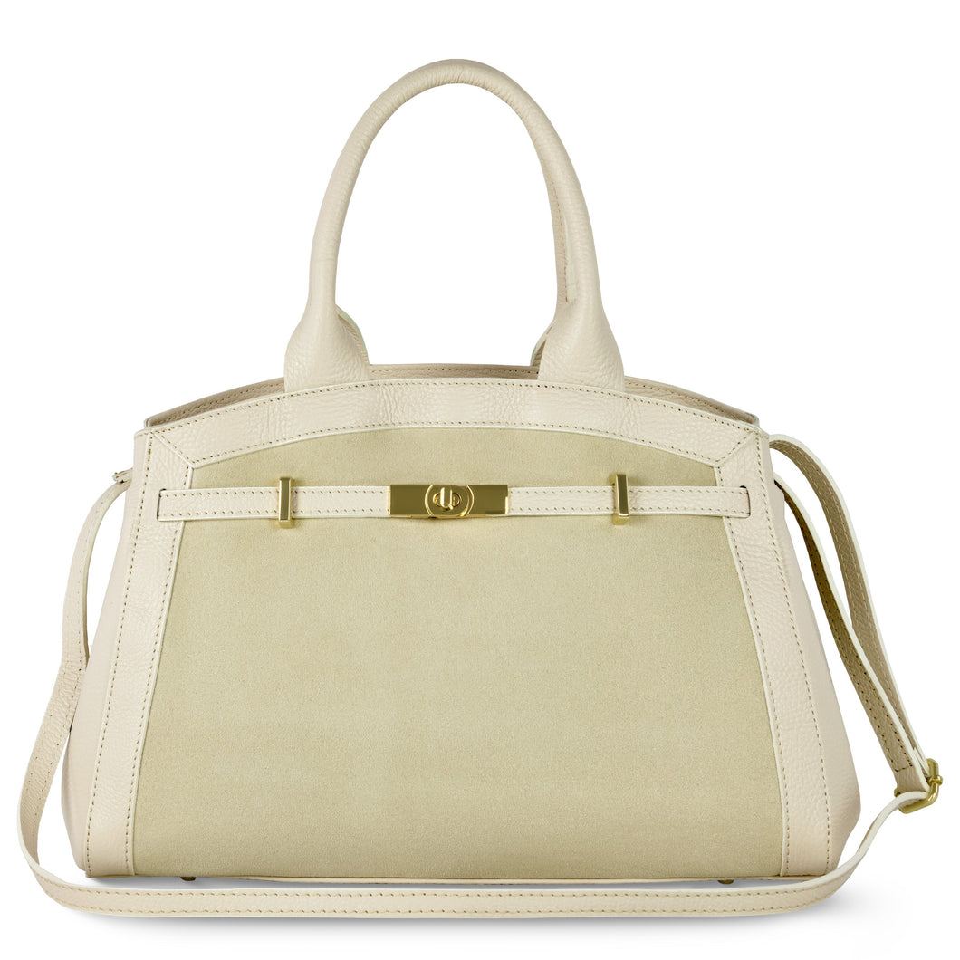 Italian Genuine Suede & Calf Leather Top-Handle Bag 333155