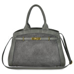 Italian Genuine Suede & Calf Leather Top-Handle Bag 333155
