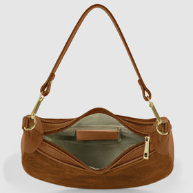 Italian Genuine Suede & Full-Grain Leather Shoulder Bag | Arezzo