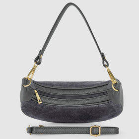 Italian Genuine Suede & Full-Grain Leather Shoulder Bag | Arezzo