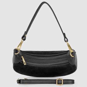 Italian Genuine Suede & Full-Grain Leather Shoulder Bag | Arezzo