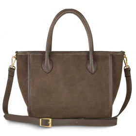 Italian Genuine Suede & Full-Grain Leather Top-Handle Bag | Alba