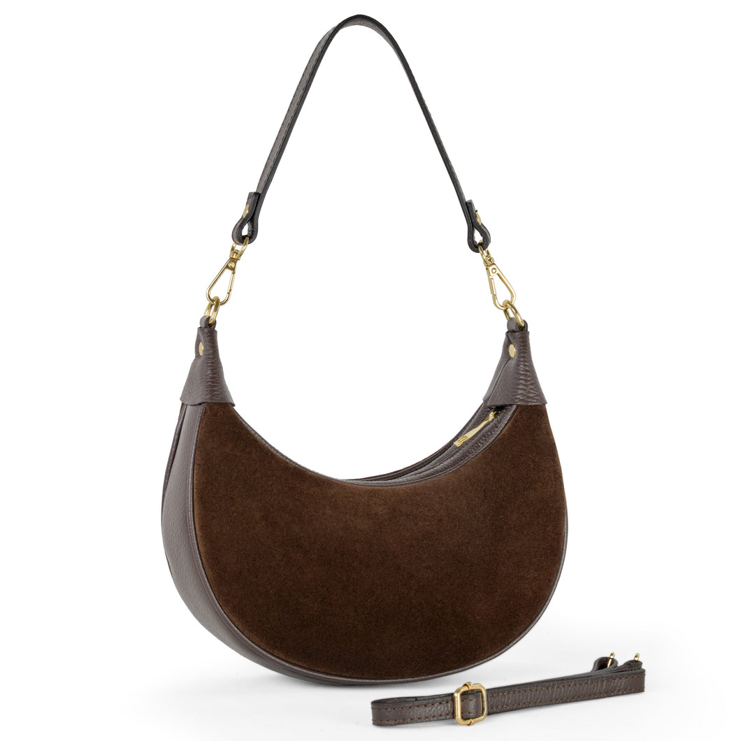 Italian Genuine Suede & Calf Leather Shoulder Bag 222024