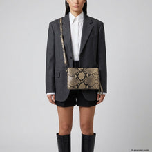 Italian Genuine Python-Print Suede Crossbody Bag 111301
