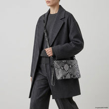 Italian Genuine Python-Print Suede Crossbody Bag 111301