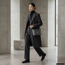 Italian Genuine Python-Print Suede Crossbody Bag 111301