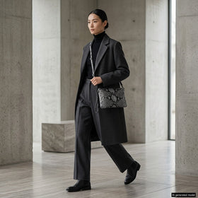 Italian Genuine Python-Print Suede Crossbody Bag | Lecce