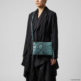 Italian Genuine Python-Print Suede Crossbody Bag | Lecce