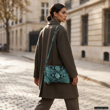 Italian Genuine Python-Print Suede Crossbody Bag 111301