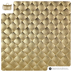 Italian Genuine Woven-Embossed Metallic Suede Top-Handle Bag | Urbino