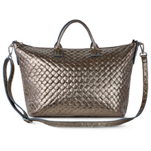 Italian Genuine Weave Metallic Suede Top-Handle Bag 112334