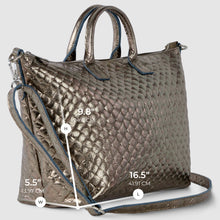 Italian Genuine Weave Metallic Suede Top-Handle Bag 112334