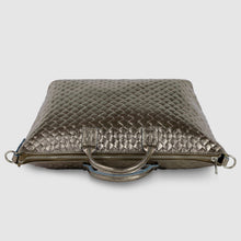 Italian Genuine Weave Metallic Suede Top-Handle Bag 112334