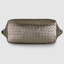 Italian Genuine Weave Metallic Suede Top-Handle Bag 112334