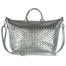 Italian Genuine Weave Metallic Suede Top-Handle Bag 112334