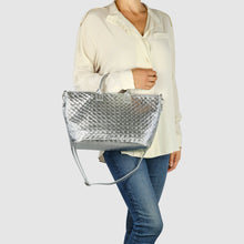 Italian Genuine Weave Metallic Suede Top-Handle Bag 112334