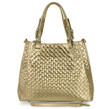 Italian Genuine Weave Metallic Suede Top-Handle Bag 112615
