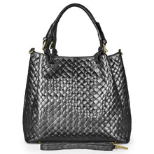 Italian Genuine Weave Metallic Suede Top-Handle Bag 112615