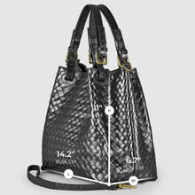 Italian Genuine Weave Metallic Suede Top-Handle Bag 112615