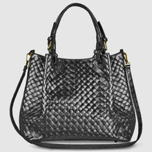 Italian Genuine Weave Metallic Suede Top-Handle Bag 112615