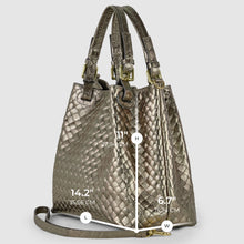 Italian Genuine Weave Metallic Suede Top-Handle Bag 112615