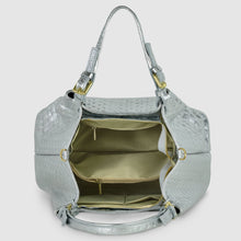 Italian Genuine Weave Metallic Suede Top-Handle Bag 112615
