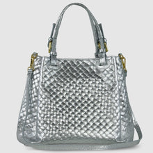 Italian Genuine Weave Metallic Suede Top-Handle Bag 112615