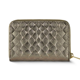 Italian Genuine Woven-Embossed Metallic Suede Wallet | Pesaro