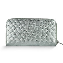 Italian Genuine Weave Metallic Suede Wallet 651088