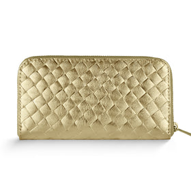Italian Genuine Woven-Embossed Metallic Suede Wallet | Trento