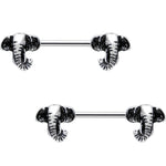 14G 5/8 Elephant Trunk Barbell Nipple Ring Set