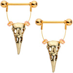 5/8 Bird of Plague Halloween Gold Anodized Barbell Nipple Shield Set