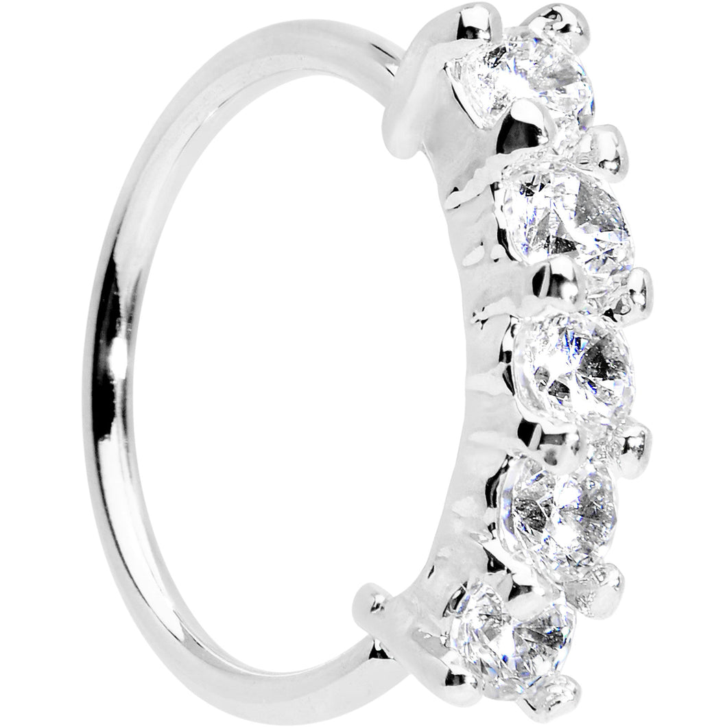 20G 5/16 Clear CZ Quintet Seamless Circular Ring