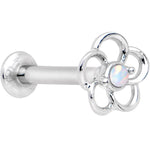 5/16 White Faux Opal Internally Threaded Hollow Flower Labret Monroe