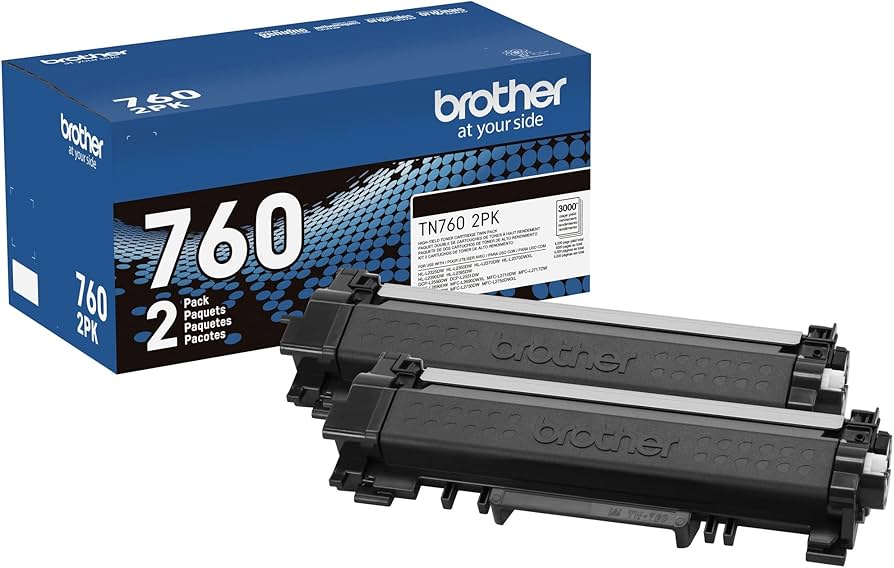 New, Pre-Owned - Brother TN760 High Yield Black Toner Cartridge, TN760BK 2-Pack