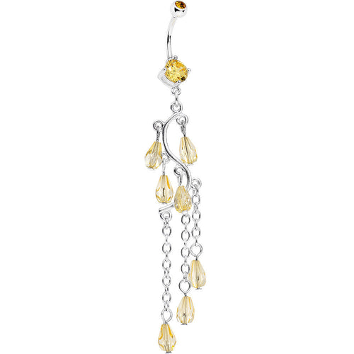 Yellow Gem Prepare To Stare Sleek Curves Dangle Belly Ring