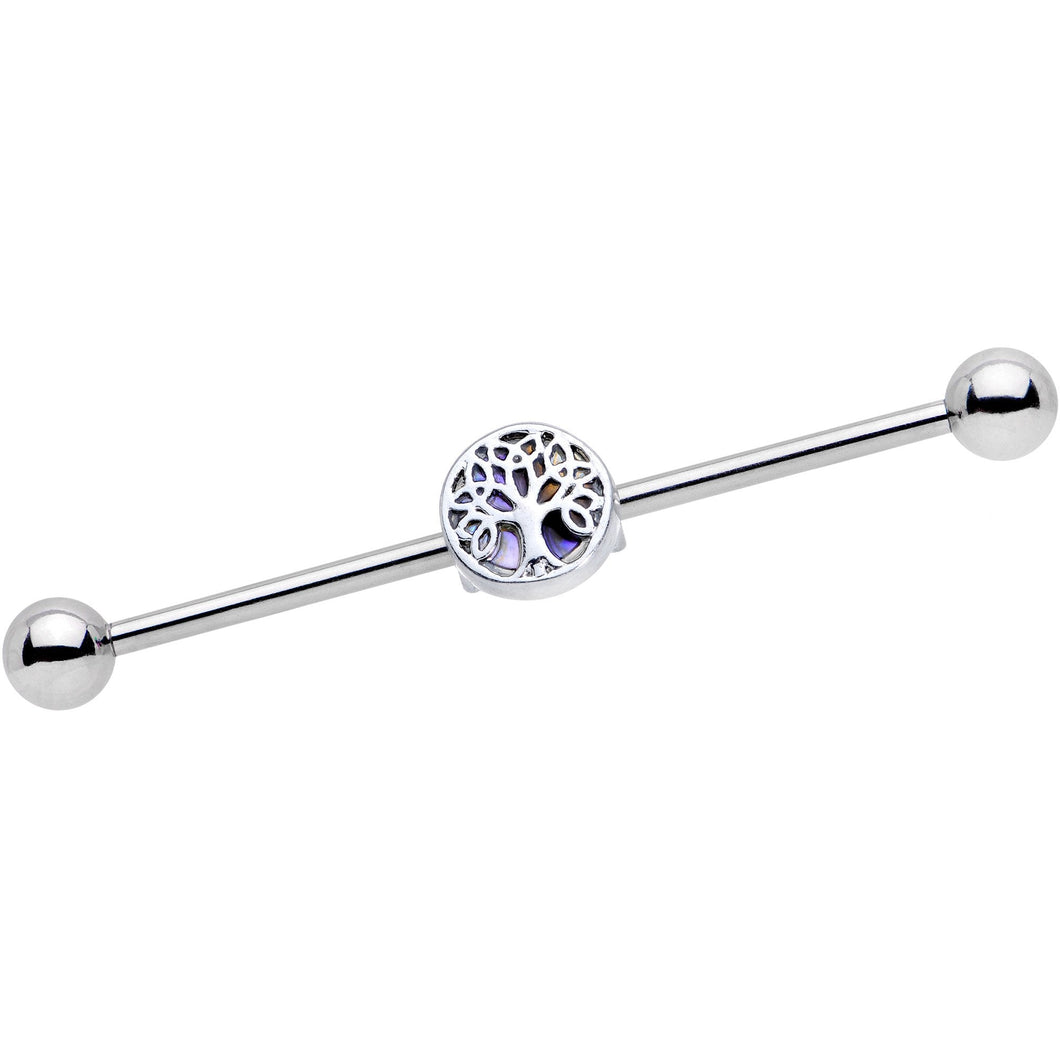 14G Iridescent Ornate Budding Tree Industrial Barbell 38mm