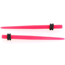 14G to 00G 18 Piece Ear Stretching Kit in Pink Acrylic Set