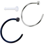 20G 3/8 Pack Set of 3 Assorted Stainless Steel Nose Hoop Rings