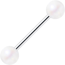 Matte Iridescent White 6mm Acrylic Ball Barbell Tongue Ring