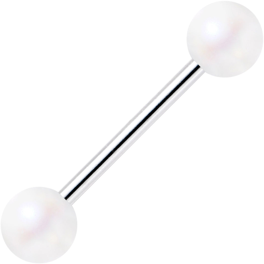 Matte Iridescent White 6mm Acrylic Ball Barbell Tongue Ring
