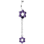 Pretty Purple Gem Sway with the Wind Flower Dangle Belly Ring