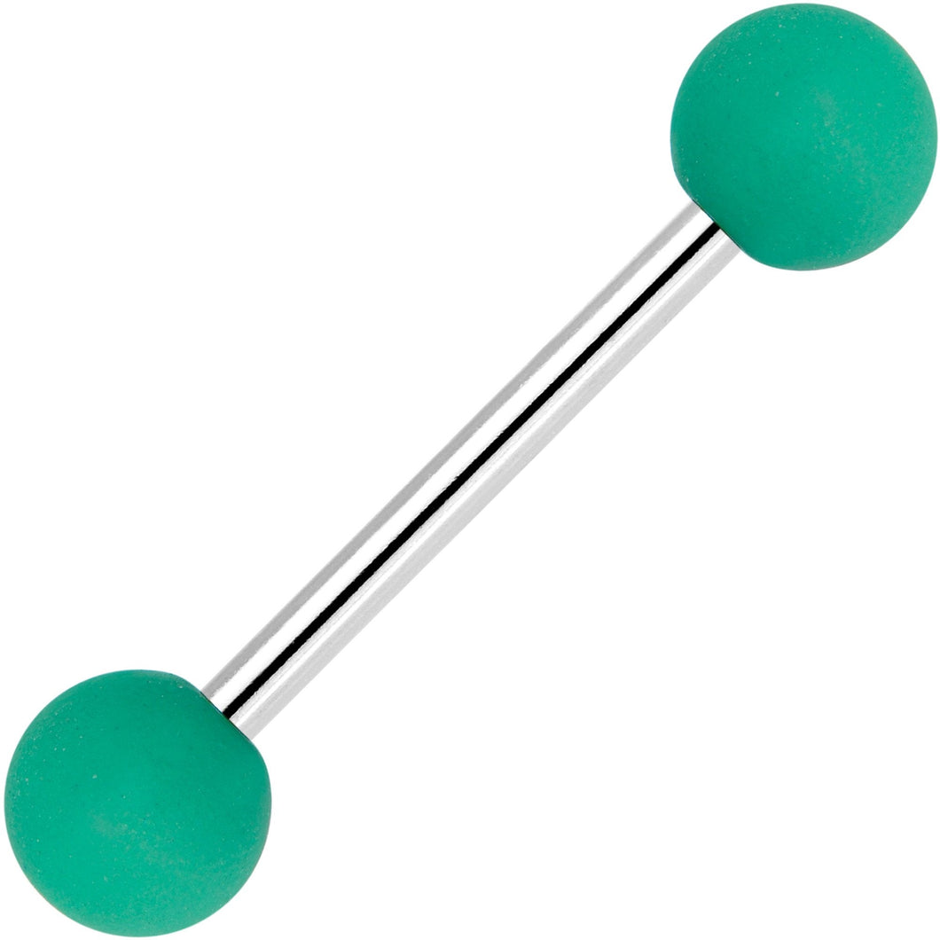 Green Silicone Coated Acrylic Ball End Barbell Tongue Ring