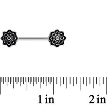 14G 5/8 Symmetric Black Lotus Flower Nipple Babell Set